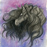 Friesian horse, in Water colour paint and Indian ink on cotton rag paper.