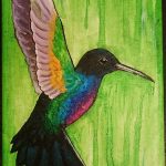 velvet purple coronet hummingbird, in Acrylic paint and Indian ink on canvas.